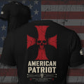 American Patriot skull cross with Philippians 4:13 design back print black tee from Infidel Collective
