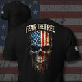 Fear the Free American flag skull design back print black tee from Infidel Collective
