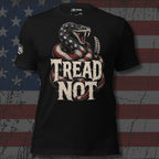 Tread Not rattlesnake graphic black tee from Infidel Collective