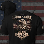 Unbreakable Infidel Eagle back print black tee from Infidel Collective
