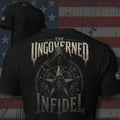 The Ungoverned Infidel skull compass back print black tee from Infidel Collective