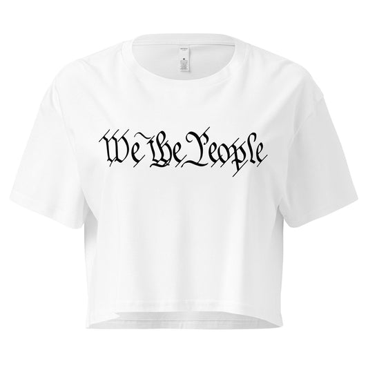 Crop Top Patriotic Crop Top – We The People Script White Fourth of July Shirt Infidel Collective