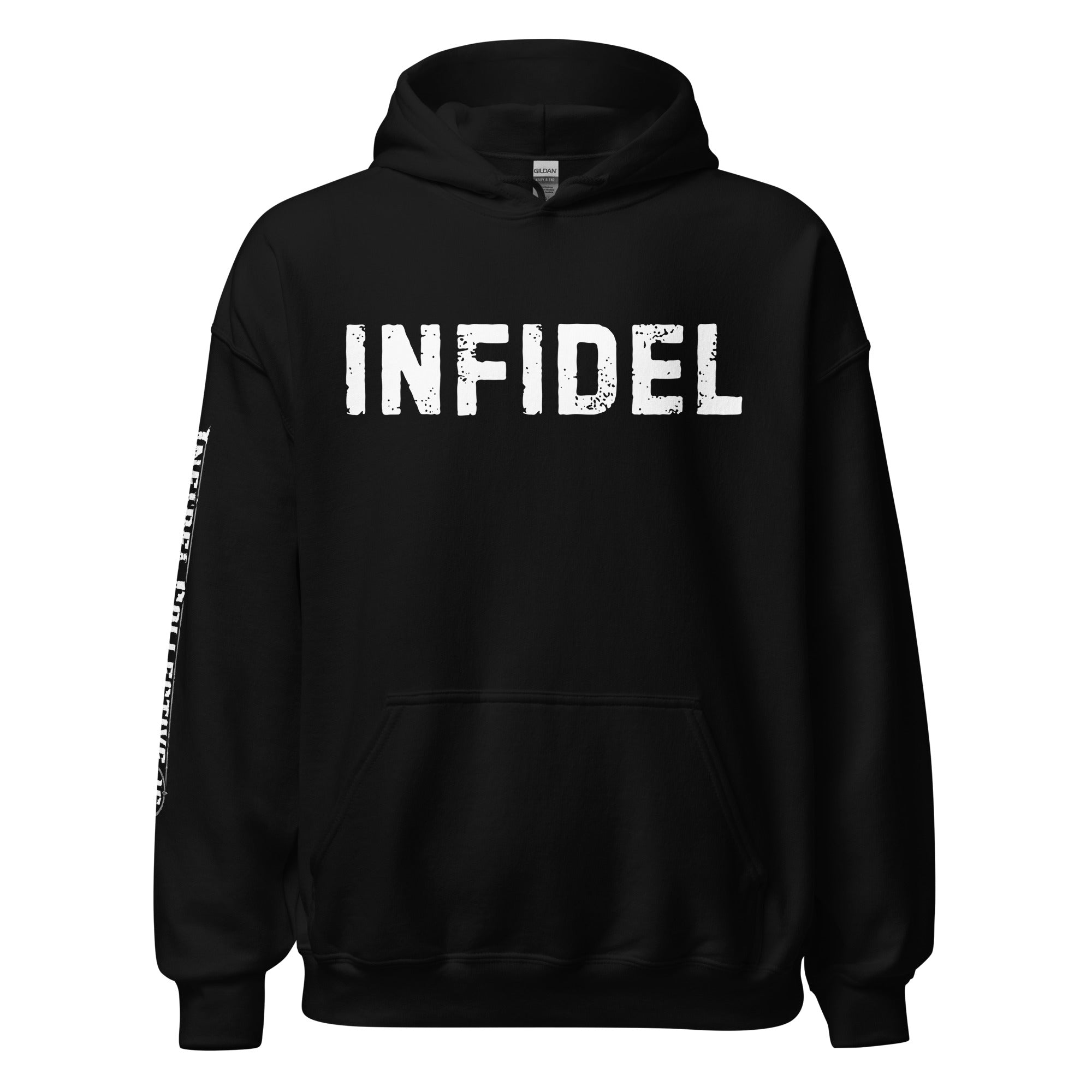 Infidel definition back print black hoodie from Infidel Collective