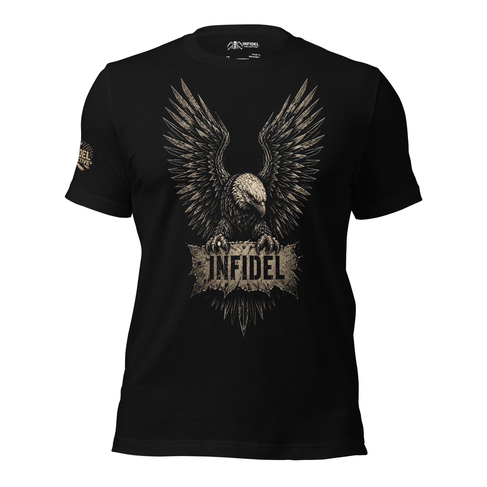 Infidel Eagle Crest graphic black tee from Infidel Collective