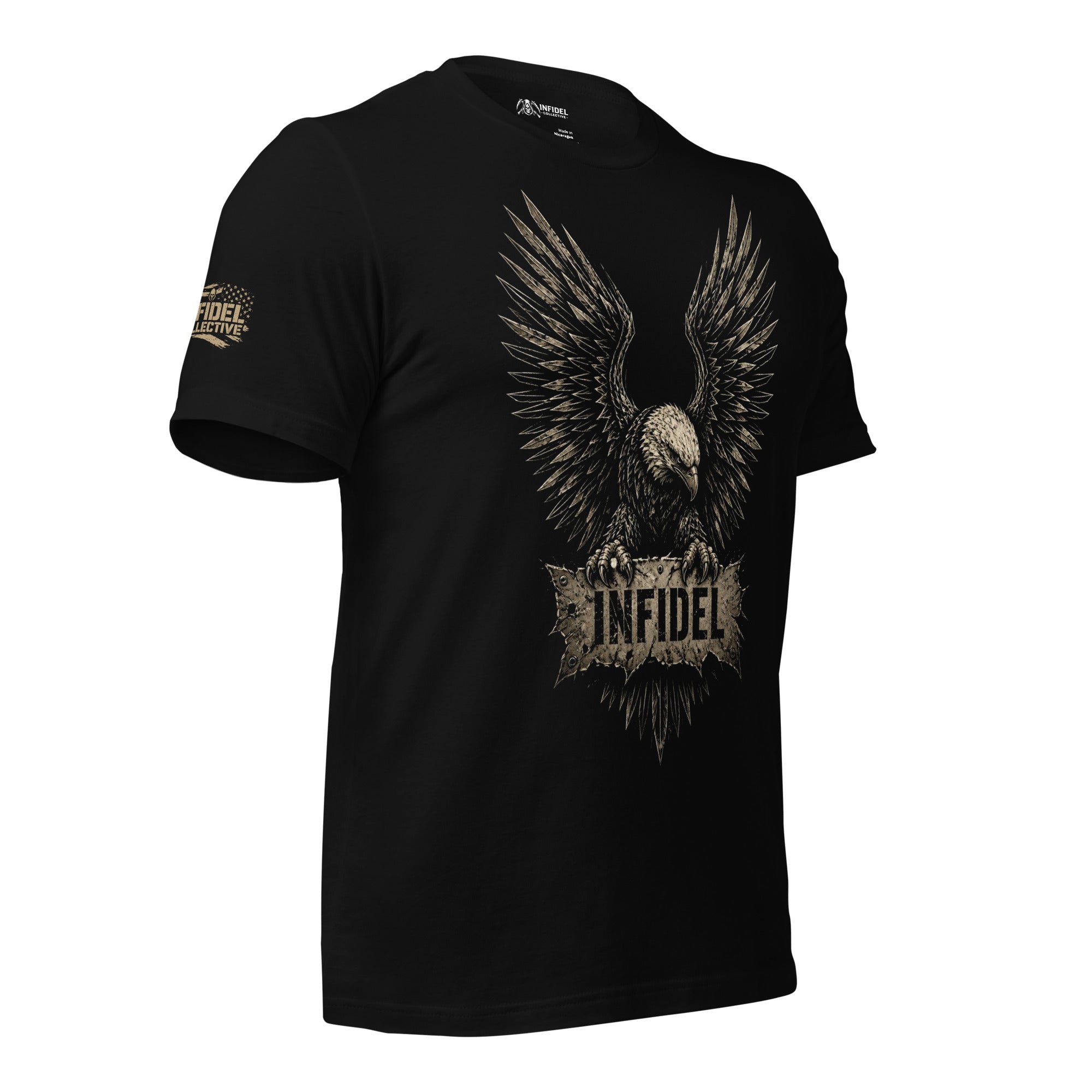 Infidel Eagle Crest graphic black tee from Infidel Collective