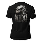 Infidel eagle head front print black tee from Infidel Collective