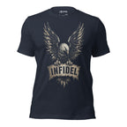 Infidel Eagle Wings graphic heather navy tee from Infidel Collective
