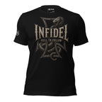 Infidel Hell to Follow iron cross rattlesnake front print black tee from Infidel Collective