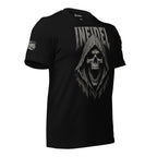 Infidel hooded skull front print black tee from Infidel Collective