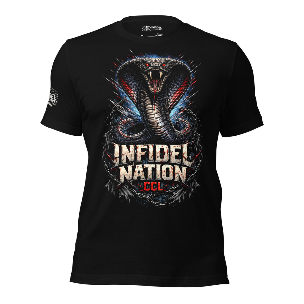 Infidel Nation CCL cobra graphic black tee from Infidel Collective