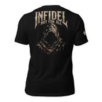 Infidel Not for All hooded reaper back print black tee from Infidel Collective