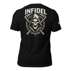 Infidel Reaper Shield back print black tee from Infidel Collective