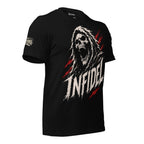 Infidel Red Strike Reaper graphic black tee from Infidel Collective