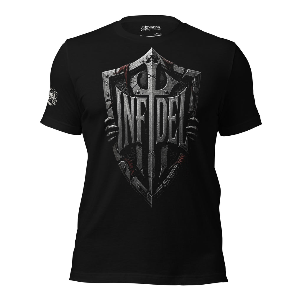 Infidel Shield flag graphic black tee from Infidel Collective