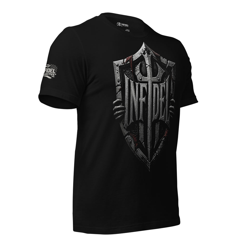 Infidel Shield flag graphic black tee from Infidel Collective