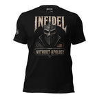 Infidel Without Apology death mask front print black tee from Infidel Collective