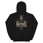 Infidel Without Apology hooded knight back print black hoodie from Infidel Collective