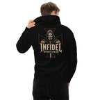 Infidel Without Apology hooded knight back print black hoodie from Infidel Collective
