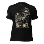 Infidel XIII reaper coin front graphic black tee from Infidel Collective