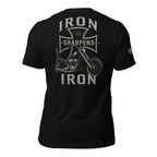 Iron Sharpens Iron motorcycle back print black tee from Infidel Collective