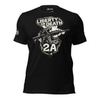 Liberty or Death 2A rifle graphic black tee from Infidel Collective