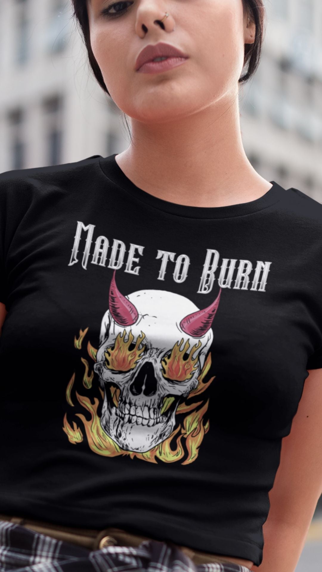 Crop Top  Crop Top NSFW – Made to Burn Skull Fire Devil Badass Black Women's T-Shirt Infidel Collective