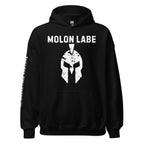 Molon Labe Spartan helmet front print black hoodie from Infidel Collective