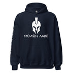 Molon Labe Spartan helmet front print navy hoodie from Infidel Collective