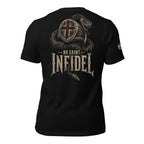 No Saint Infidel serpent ring graphic black tee from Infidel Collective
