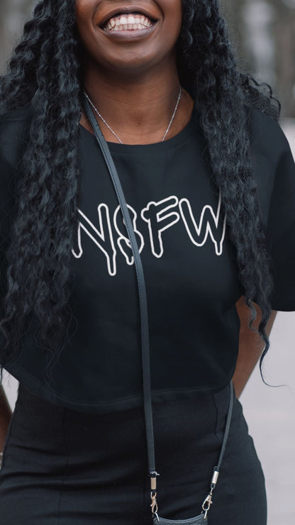 Crop Top  Crop Top NSFW – Graffiti Style Bold Graphic Black Shirt Infidel Collective