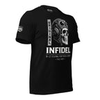 Original Infidel B-17 Flying Fortress Crew front print tee with skull wearing vintage aviator helmet and goggles on black shirt