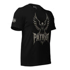 Patriot eagle shield front print black tee from Infidel Collective