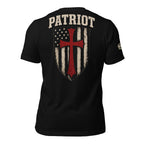 Patriot Shield back print black tee from Infidel Collective