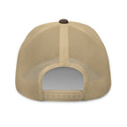 Brown Khaki snapback trucker cap with embroidered FAFO Power design, back view