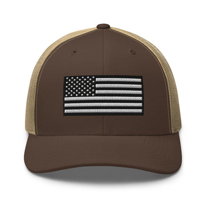 Monochrome US Flag Patriotic Hat - Snapback Custom Trucker Hats is 20 Colors  Infidel Collective