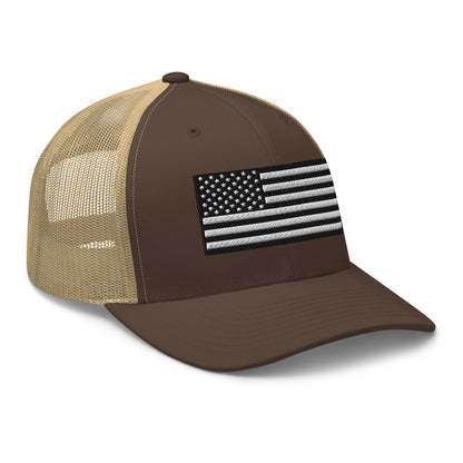 Monochrome US Flag Patriotic Hat - Snapback Custom Trucker Hats is 20 Colors  Infidel Collective