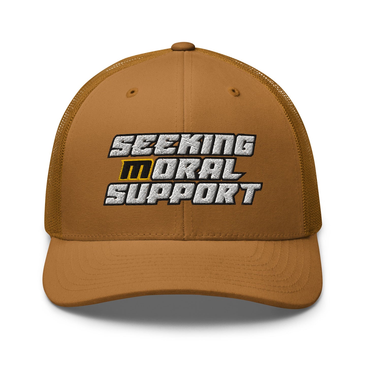 Caramel Snapback Custom Trucker Hat – Funny NSFW Seeking M-oral Support Vulgar Humor Infidel Collective