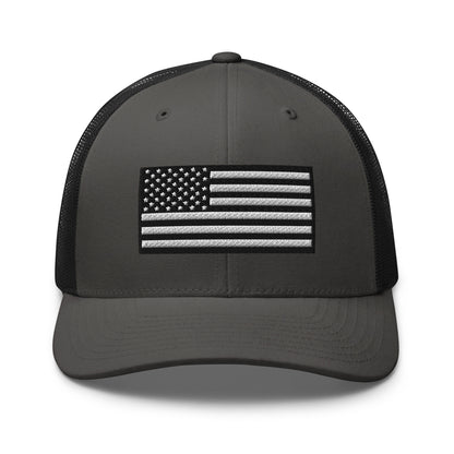 Monochrome US Flag Patriotic Hat - Snapback Custom Trucker Hats is 20 Colors  Infidel Collective
