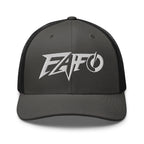 Charcoal Black snapback trucker cap with embroidered FAFO Power design, front view