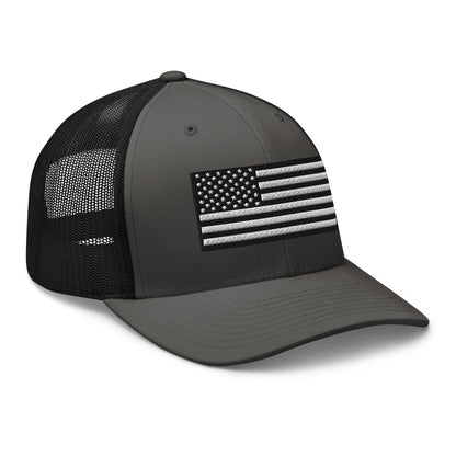 Monochrome US Flag Patriotic Hat - Snapback Custom Trucker Hats is 20 Colors  Infidel Collective