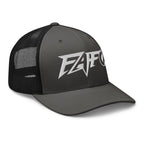 Charcoal Black snapback trucker cap with embroidered FAFO Power design, right front view