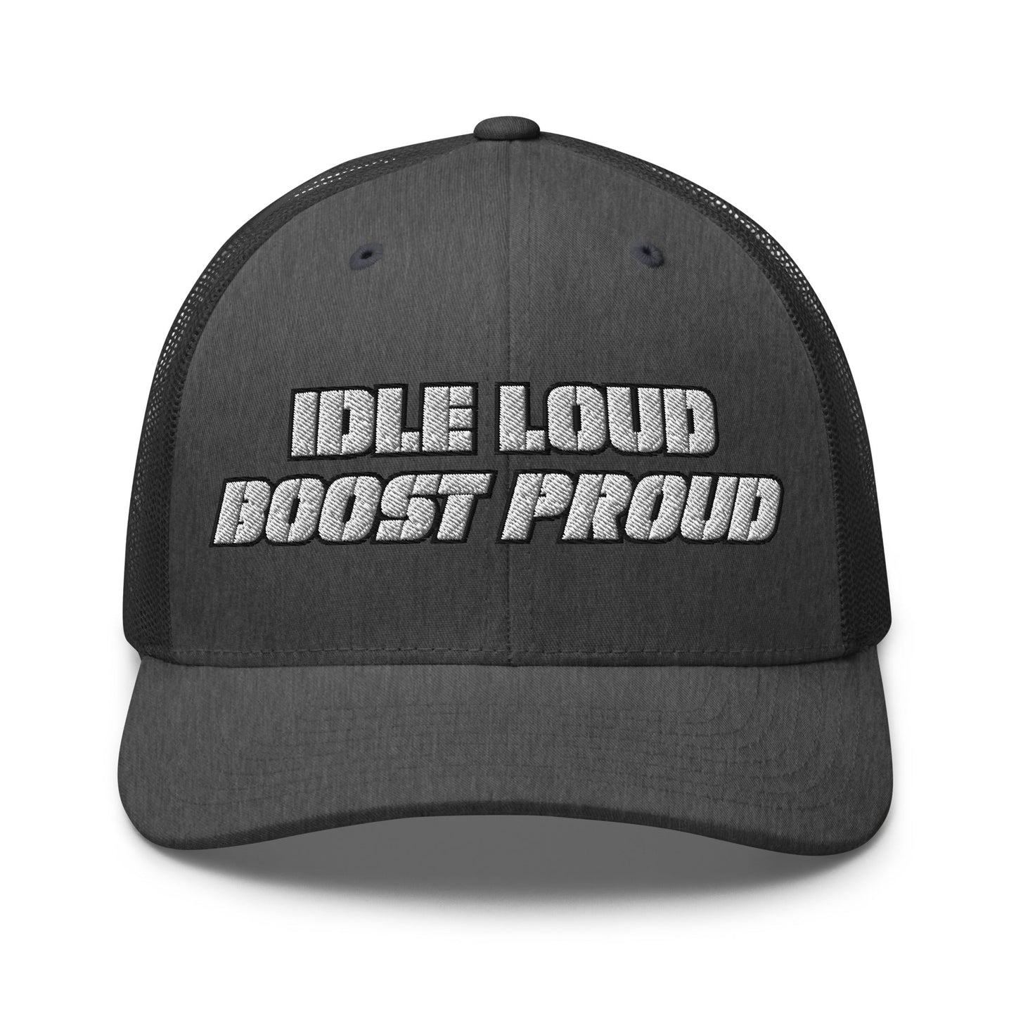 Hats Dark-Heather-Gray Snapback Custom Trucker Hat to Wear Proud – Idle Loud Boost Proud Mens Diesel Hats Infidel Collective
