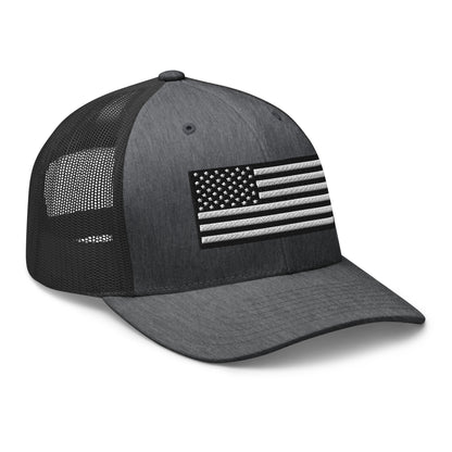 Monochrome US Flag Patriotic Hat - Snapback Custom Trucker Hats is 20 Colors  Infidel Collective
