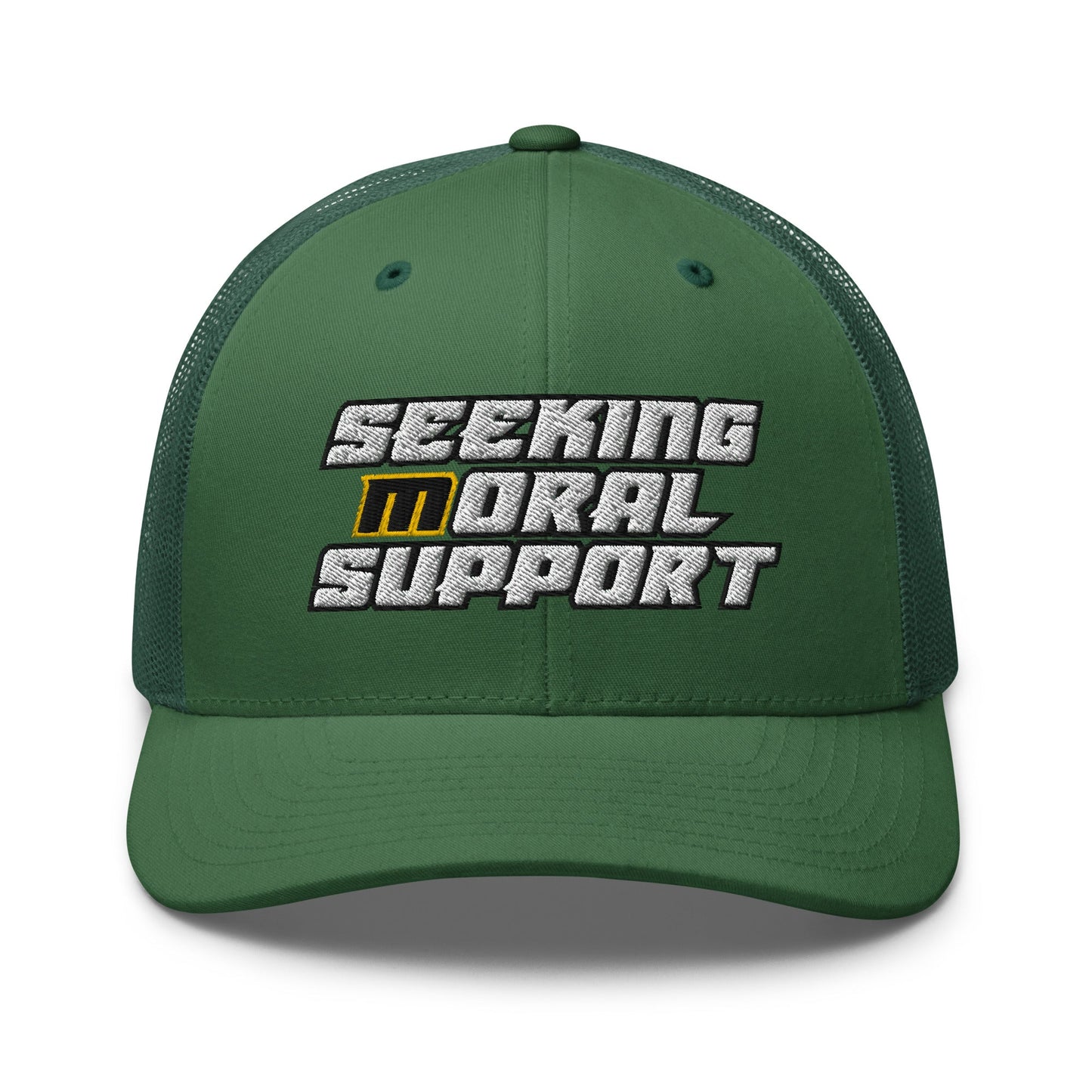 Evergreen Snapback Custom Trucker Hat – Funny NSFW Seeking M-oral Support Vulgar Humor Infidel Collective