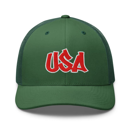 Cool USA Street Script Custom Patriotic Snapback Trucker Hats for Men & Women (20 Colors)  Infidel Collective