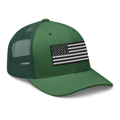 Monochrome US Flag Patriotic Hat - Snapback Custom Trucker Hats is 20 Colors  Infidel Collective