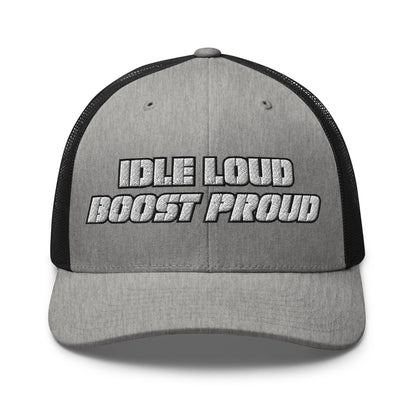 Hats Heather-Black Snapback Custom Trucker Hat to Wear Proud – Idle Loud Boost Proud Mens Diesel Hats Infidel Collective