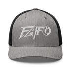 Heather Black snapback trucker cap with embroidered FAFO Power design, front view