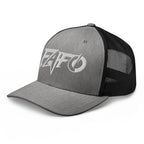 Heather Black snapback trucker cap with embroidered FAFO Power design, left front view