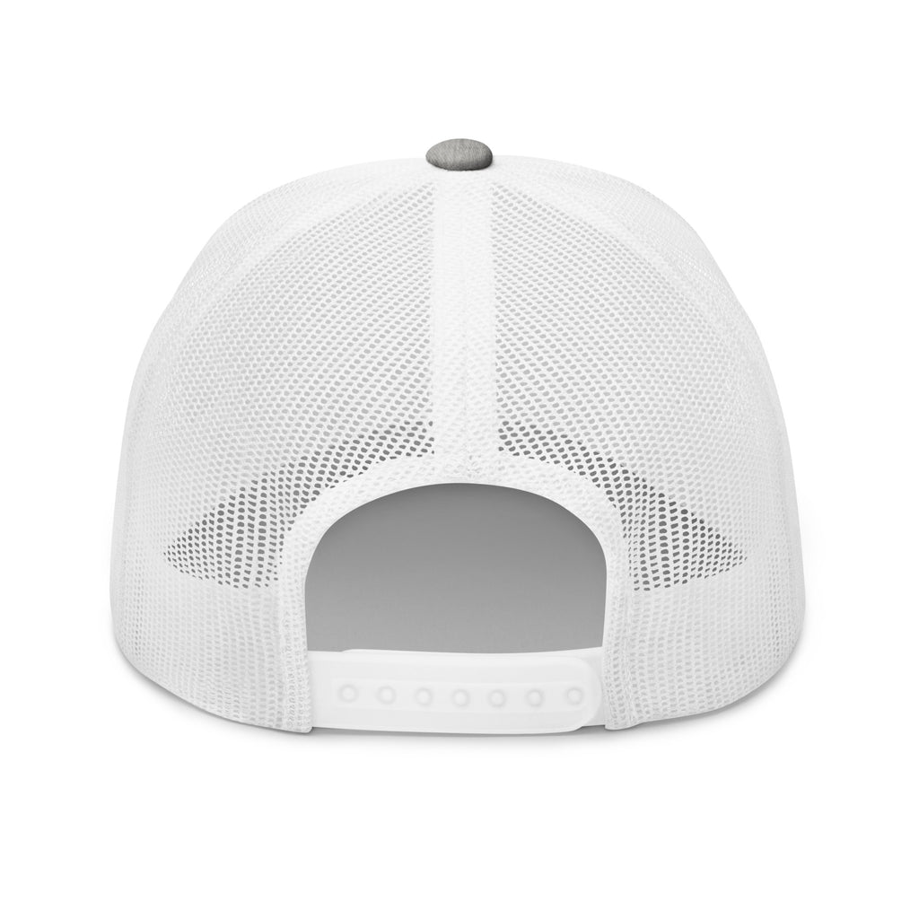 Heather Grey White trucker snapback cap, back view of Old Glory Eagle Snapback Hat